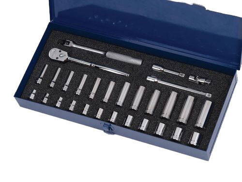 Williams 8 - 19MM Shallow and 8 - 19MM Deep Williams 3/8 Dr Socket and Tool Set 6 and 12 Pt 29 Pcs - MSB-29F