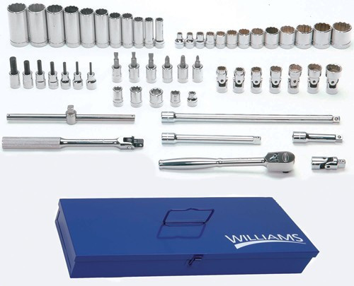 Williams SAE Williams 3/8 Dr Shallow, Deep, Universal and Hex Bit Set 8 and 12 Pt 56 Pcs and Tool Box - WSB-56FTB Williams SAE Williams 3/8 Dr Shallow, Deep, Universal and Hex Bit Set 8 and 12 Pt 56 Pcs and Tool Box - WSB-56FTB