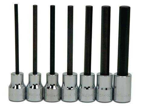 1/8 - 3/8" Williams 3/8" Dr Long Hex Bit Socket Set 7 Pcs - WSBS-7LRC - Pro Torque Tools