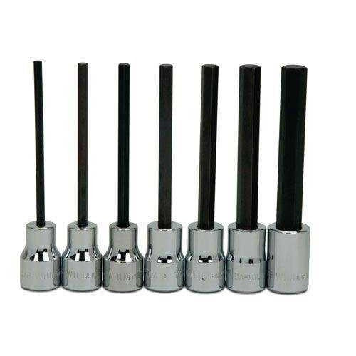 1/8 - 3/8" Williams 3/8" Dr Long Hex Bit Socket Set 7 Pcs - WSBS-7LRC -