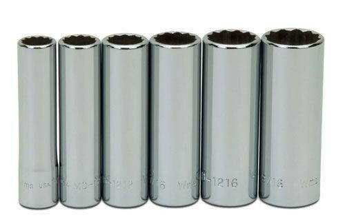 5/16 - 9/16" Williams 1/4" Dr Deep Socket Set 12 Pt 6 Pcs - WSMD-6RC Pro Torque Tools