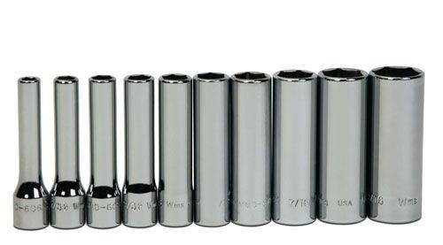 3/16 - 9/16" Williams 1/4" Dr Deep Socket Set 6 Pt 10 Pcs - WSMD-10HRC Pro Torque Tools
