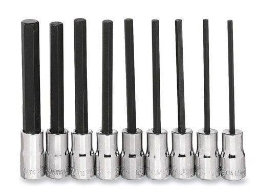 Williams 3/32 - 15/16 Williams 1/4 Dr Long Hex Bit Socket Set 9 Pcs - WSMS-9LRC