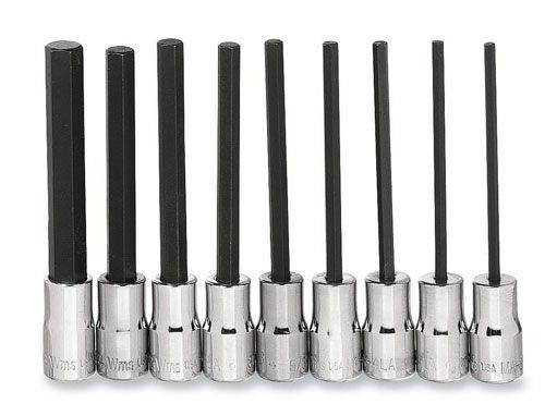 3/32 - 15/16" Williams 1/4" Dr Long Hex Bit Socket Set 9 Pcs - WSMS-9LRC Pro Torque Tools