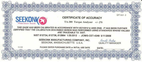 Type 2 Cert Fee 95.5 Tohnichi Pro Torque Tools