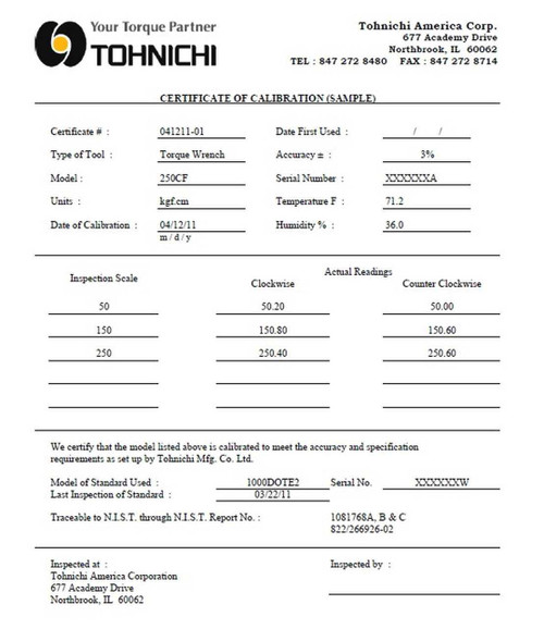 RNTD30CN & NIST CERT 213.54 Tohnichi Pro Torque Tools