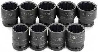 1-3/16 - 2-3/8" Williams 3/4" Dr Impact Shallow Socket Set 12 Pt 17Pcs - JHW38926 Pro Torque Tools