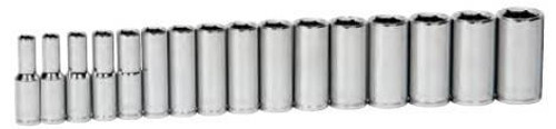 Williams 9 to 24MM Williams 1/2 Dr Deep Socket Set On Clip Rail 6 Pt 16 Piece - JHW32947