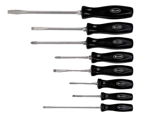 1/4 - 3/16" Williams Endurogrip Mixed Screwdriver Set 8 Pcs - JHW100P-8MD Pro Torque Tools