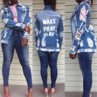 Wake Pray Slay Denim Jacket