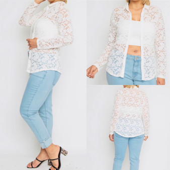Sexy Plus Lace Top (WHITE)