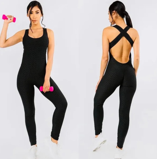 Textured Criss Cross Jumpsuit