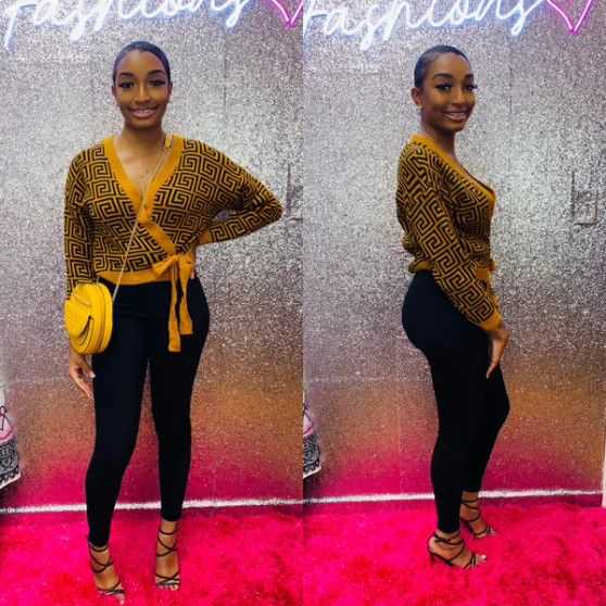 Geo Wrap Sweater (MUSTARD)