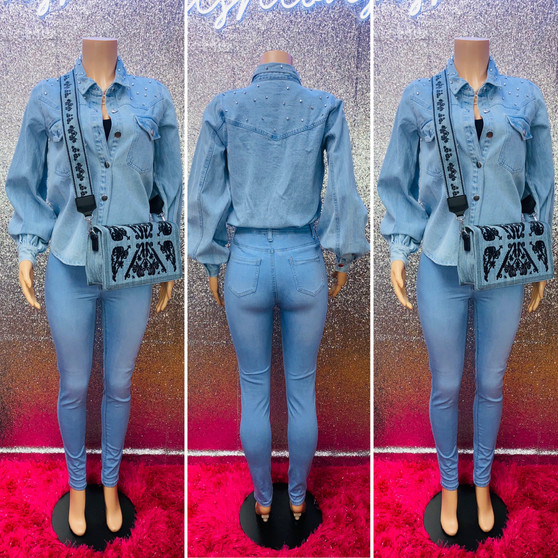 Diamond Denim Top