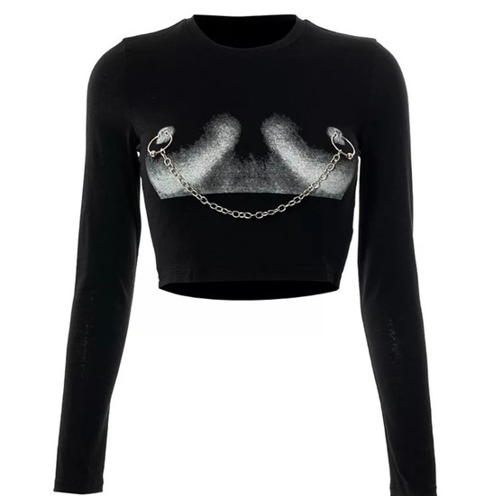Piercing Long Sleeve Crop