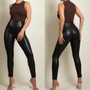 Button Leather Leggings