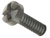 Machine Screw Pan Head
Slotted with Phillips (Cross-Recess) Drive
Thread M1.0 (1.00UNM,)
.25 Pitch
Threaded Length 3.0mm
Overall Length 3.8mm
Head 1.8mm
Stainless Steel, Silver Finish.
Made on precision screw machines.
Price is for 100 count package