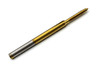 000-120 Tap Left Hand Thread
3 Flute Plug
American Miniature (to ANSI B18.6.3) Size 000 Thread 120 Per Inch
Class NS-2
Shank 0.060"
Made from Hardened High Speed Steel w/TiN coating
Designed for Production Tapping in Automatic Screw Machines, Tappers, CNC Lathes, and CNC mills.
Overall length of Tap is 25mm (0.984") threaded length (tip to end of thread) 5.5mm (0.216"). Lengths can vary slightly between batch.
