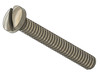 Machine Screw, Pan Head, Special,
Thread M1.4 (1.40UNM)
Pitch .30mm
Head diameter 2.5mm
Threaded Length 9.7mm (3/8")
Overall Length 10.5mm
Material Nickel Silver; a copper alloy superior to brass.  Finish Color "Silver"
Price is for 100 count package with