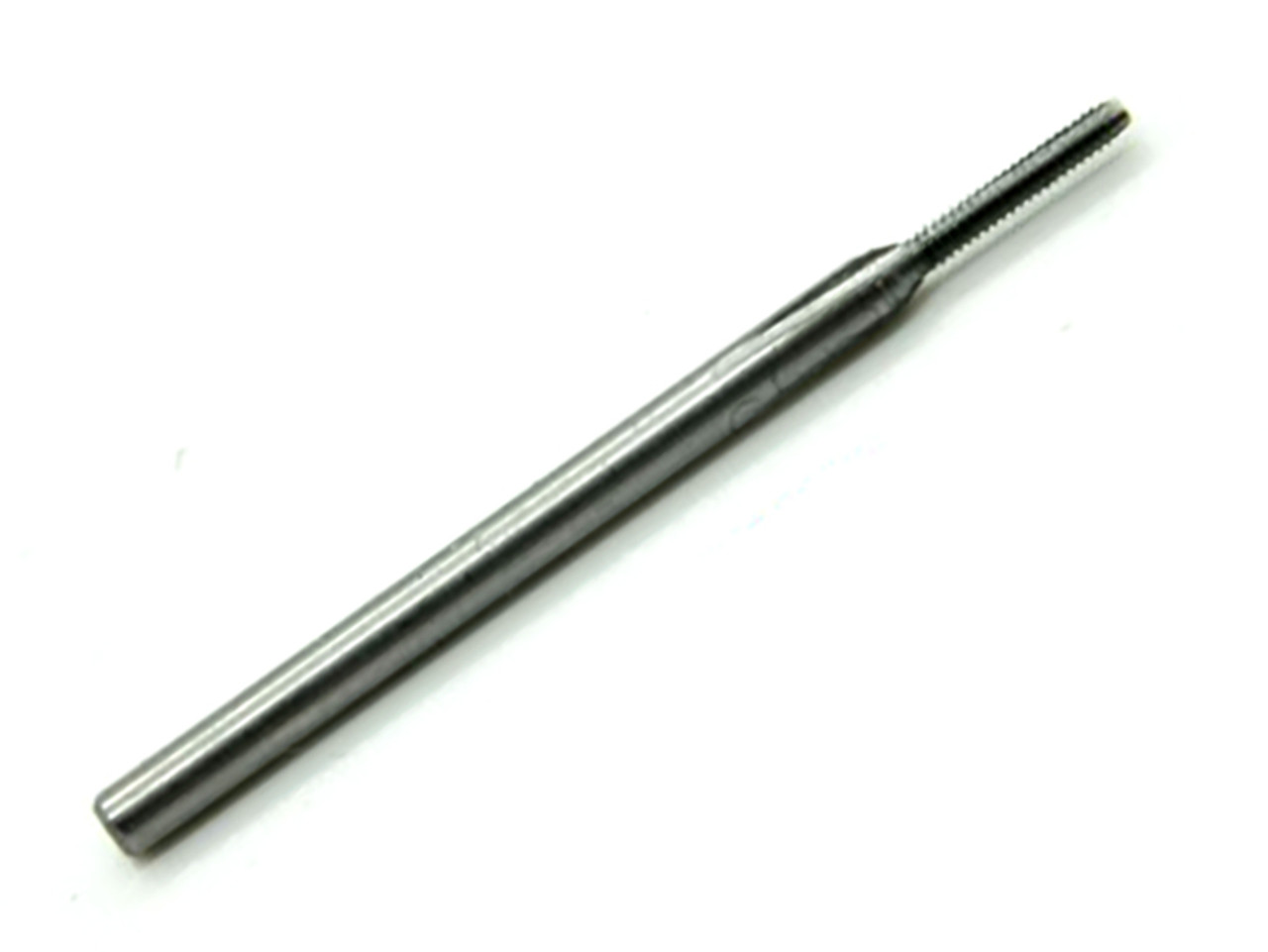 000-120 Tap
3 Flute Bottoming
American Miniature (to ANSI B18.6.3) Size 000 Thread 120 Per Inch
Class NS-2
Shank 0.060"
Made from Hardened High Speed Steel
Designed for Production Tapping in Automatic Screw Machines, Tappers, CNC Lathes, and CNC Mills
Overall length of tap is 25mm (0.984") threaded length (tip to end of thread) 5.5mm (0.216"). Lengths can vary slightly between batches.