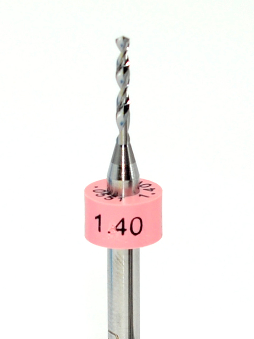 Drill bit Size: 1.40mm   

 Flute length: sizes .50 to .65mm 8.90mm, sizes .70 to 2.50mm 10.50mm

Drill Point 135Â°, Shank .125â€ / 3.18mm,Overall length 38mm /1.50â€

All bits have plastic size rings, Material Micro-Grain Carbide Grade ISO K20 / K30

Drill bits Self centering on flat surface Other surfaces use center drill first