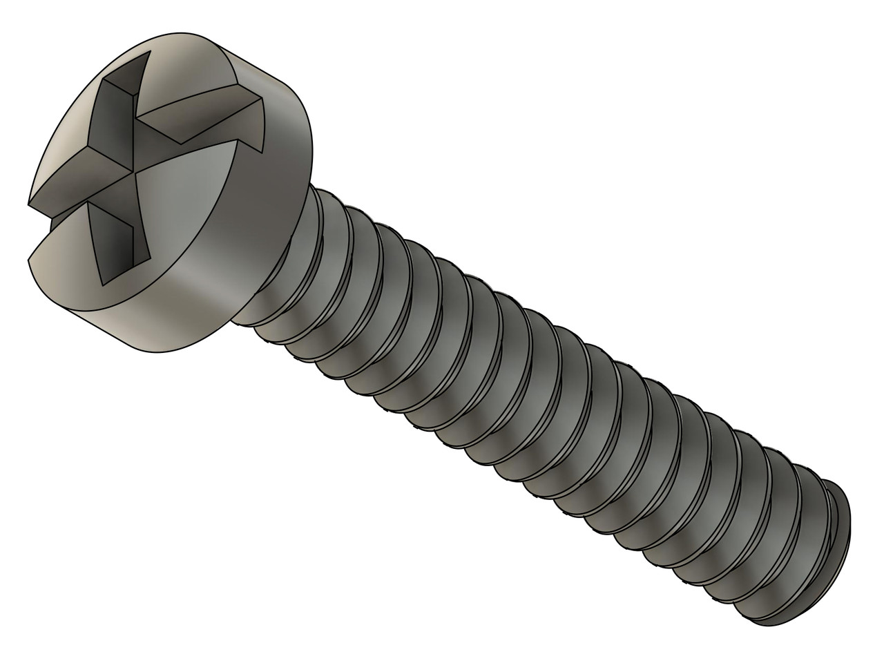 Machine Screw Pan Head
Slotted with Phillips (Cross-Recess) Drive
Thread M1.0 (1.00UNM)
.25mm Pitch
Threaded Length 5.0mm
Overall Length 5.8mm
Head 1.8mm
Stainless Steel, "Silver Finish"
Made on Precision Screw Machines.
Price is for 100 count package