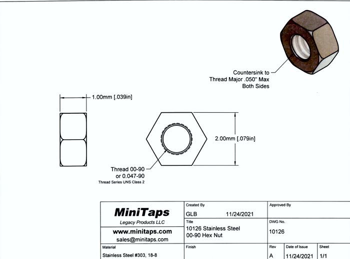 00-90 Hex Nut SS Gold 100 Count #10126