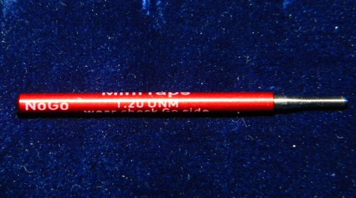 Wear Check Plug Go-Gage to calibrate a Thread Ring Go Gage 1.20UNM Thread Precision Thread Gage made of High Speed Steel then hardened. The picture is of the gage in our stock.      Brand is; MiniTaps made to our specification in Switzerland. A gage certificate with our factory measurements is included with this gage.  May questions please call or email.