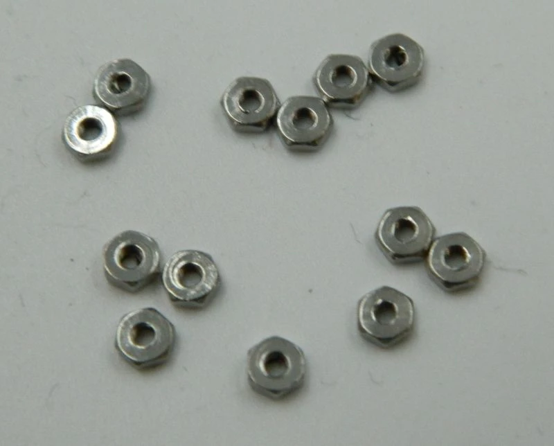 M1.6 Hex Nut, DIN 934 Brass 100 Count, #11124