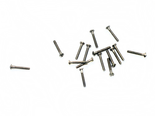 Machine Screw Modified Pan Head
Thread M1.4 (1.40UNM)
Pitch .30mm
Head Diameter 2.5mm
Threaded Length 9.7mm (3/8")
Overall Length 10.5mm
Material Stainless Steel, Finish Color Silver
Price is for 100 count package