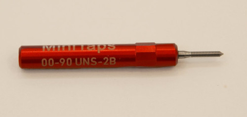 00-90 UNS-2B Plug No-Go Gage UNS stands for (American) "United National Standard" miniature Thread series. This gage is one piece handle containing No-Go Gage member Precision Thread Gage made of High Speed Steel then hardened. Standard fit is 2B tighter 3B gages are made to order. Picture is representative of part,  Brand is;" MiniTaps" made specifically for us in Switzerland.