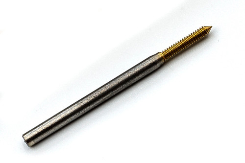 M1.6 Tap
Roll Form Plug
TiN (Titanium Nitride) Coating
Made to ISO Standards
Thread Pitch .35mm
Threading Length Approximately 6.0mm / 0.240”
Shank 2mm /0.78"
Made from Hardened High Speed Steel
Designed for production tapping in automatic screw machines, tappers, CNC lathes, and CNC mills.
The TiN (Titanium Nitride) coating is very thin and smooth, increasing tap performance and tool life. In our shop coated taps typically tapped three times the number of holes compared to uncoated. M1.6 Tap
Roll Form Plug
TiN (Titanium Nitride) Coating
Made to ISO Standards
Thread Pitch .35mm
Threading Length Approximately 6.0mm / 0.240”
Shank 2mm /0.78"
Made from Hardened High Speed Steel
Designed for production tapping in automatic screw machines, tappers, CNC lathes, and CNC mills.
The TiN (Titanium Nitride) coating is very thin and smooth, increasing tap performance and tool life. In our shop coated taps typically tapped three times the number of holes compared to uncoated.
