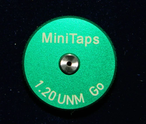Metric Thread Ring Gage 1.20UNM also M1.2 pitch 0.25mm Class 6g; "GO" Ring member Precision Thread Gage made of High Speed Steel then hardened. Brand is MiniTaps Made in Switzerland to our specifications. Picture is representative of the gage.