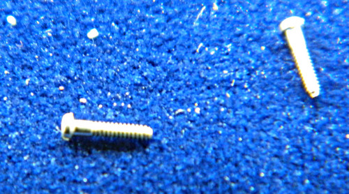 Machine Screw Special
Thread M.8 (.80UNM)
Pitch .20mm
Threaded Length 4mm
Overall Length (OAL) 4.7mm
Head Diameter 1.2mm
Slot Oval Head
Material Nickel Silver; a copper alloy superior to brass. Finish Color "Silver."
Price is for 100 count package 