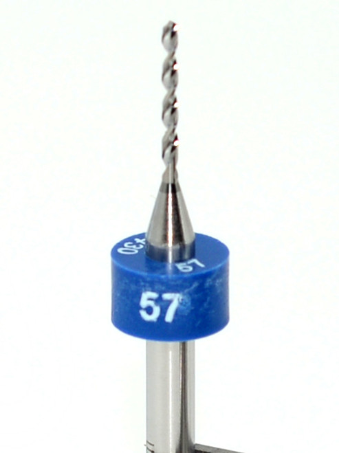 Drill bit Size: 1.09mm  #57

 Flute length: sizes .50 to .65mm 8.90mm, sizes .70 to 2.50mm 10.50mm

Drill Point 135Â°, Shank .125â€ / 3.18mm,Overall length 38mm /1.50â€

All bits have plastic size rings, Material Micro-Grain Carbide Grade ISO K20/K30

Drill bits Self centering on flat surface Other surfaces use center drill first