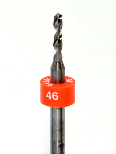 Drill bit Size: 2.06mm  also #46

 Flute length: sizes .50 to .65mm 8.90mm, sizes .70 to 2.50mm 10.50mm

Drill Point 135Â°, Shank .125â€ / 3.18mm,Overall length 38mm /1.50â€

All bits have plastic size rings, Material Micro-Grain Carbide Grade ISO K20 / K30

Drill bits Self centering on flat surface Other surfaces use center drill first