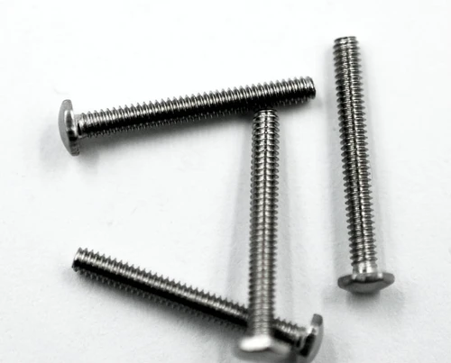 Machine Screw Hex Head
Thread M1.4 (1.40UNM)
Pitch .25mm
Head (ACF) Measurement 2.5mm
Threaded Shank Length 11.7mm
Overall Length 12.5mm
Material Stainless Steel, Finish Color Natural Stainless Steel "Silver"
The screw head has a slight dome curve and is polished.
Price is for 100 count package 