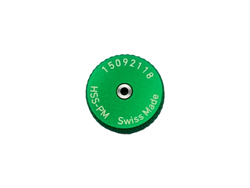 Back Side:  Metric Thread Ring Gage 1.40UNM also M1.4 pitch 0.30mm Class 6g; "GO" Ring member Precision Thread Gage made of High Speed Steel then hardened. Brand is MiniTaps Made in Switzerland to our specifications. Picture is from our stock of this item.