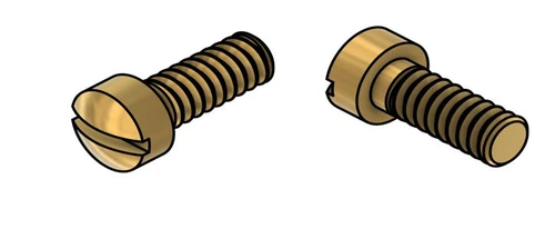 Machine Screw, Slotted Fillister Head
Thread 00-90 (0.046”)
Head Diameter .075"
Overall Length (OAL) .165" (4.2mm)
Threaded Length 1/8"
Material: Brass #C360
Packaged in 100 Count Bags/Vials