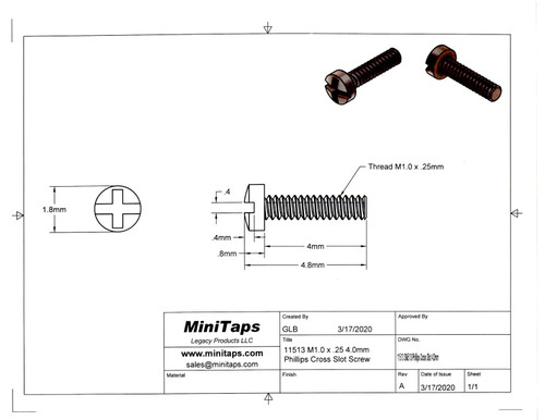 Screws Metric - M1.6 Thread - Minitaps
