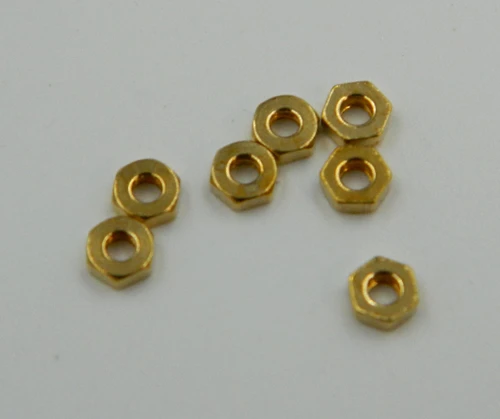 M1.6 Hex Nut, DIN 934 Brass 100 Count, #11124