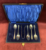 Silver Plated Tea Spoons and Tongs in a fitted Container Set 1 of 2