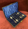 Silver Plated Tea Spoons and Tongs in a fitted Container Set 1 of 2