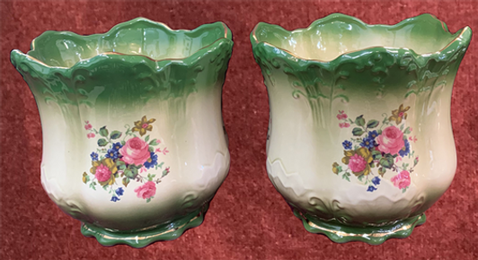 Pair K. H. Pottery Staffordshire Green