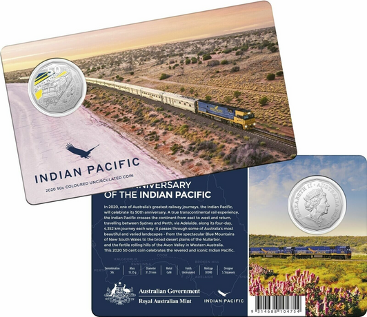 2020 Indian Pacific 50 Cent Coloured Uncirculated Coin