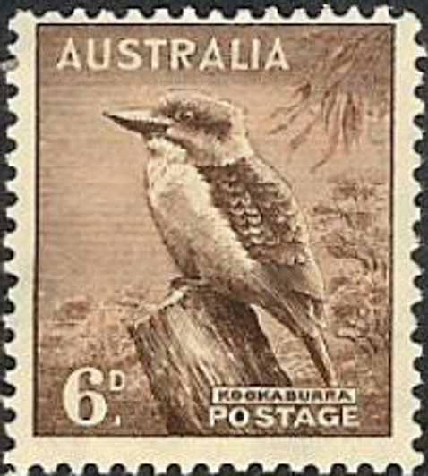 1938 ASC 194 6d Kookaburra 13½ x 14