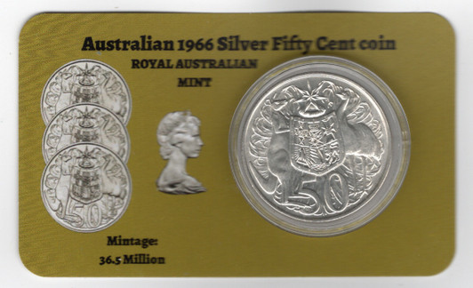 1966 Round 50c coin - 80% silver!