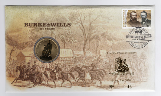 2010 $1 Burke and Wills 150 Years overprinted St George Philatelic Society Stamp Fair 2010 PNC (41)