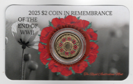 2025 $2 Remembrance 80th Anniversary of End WWII coloured coin