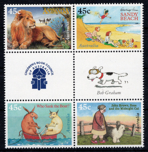 1996 ASC 1573a Children's Book Council Gutter Block (4) Stamps